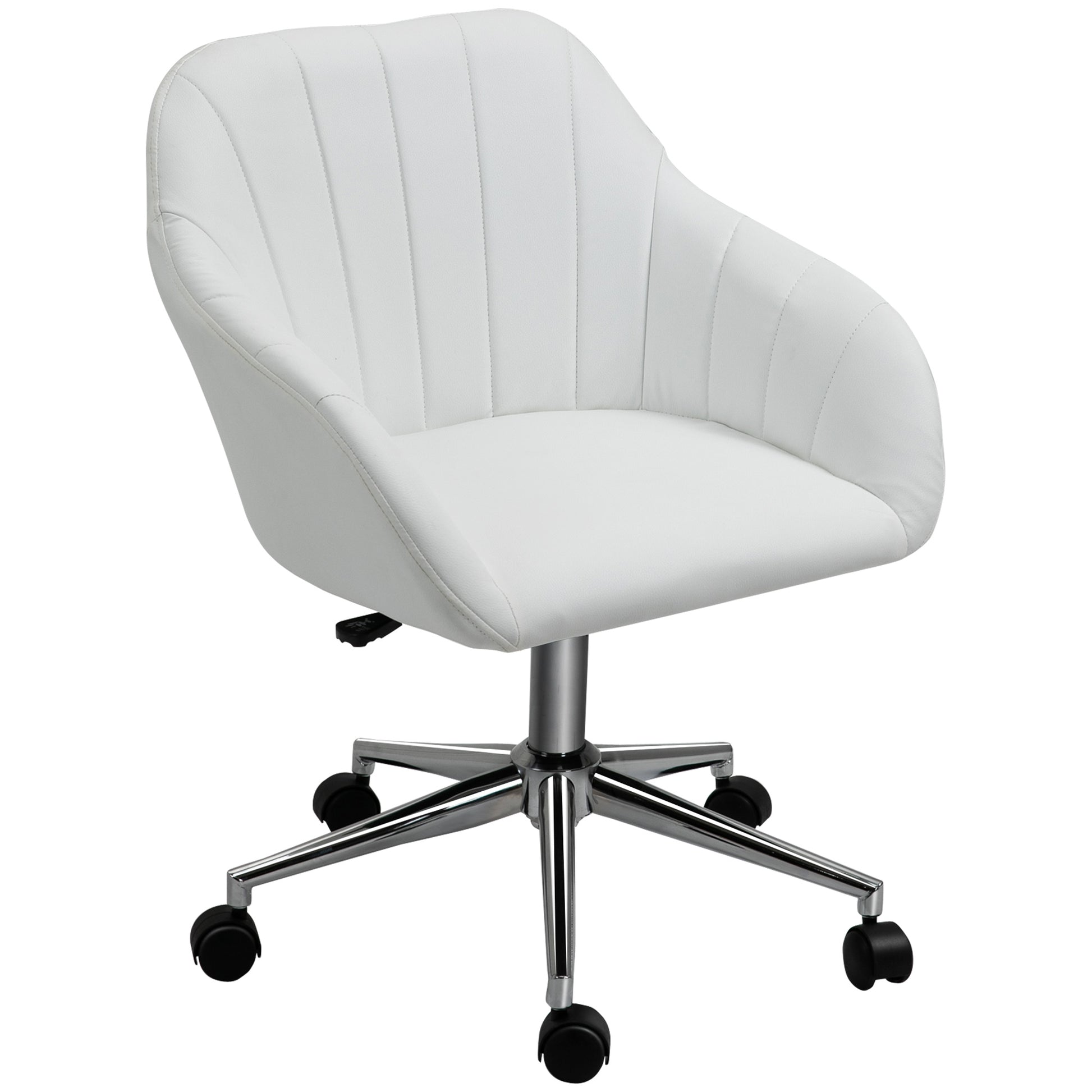 Ergonomic Office Chair Swivel Desk Chair with Adjustable Height Backrest and Armrests Synthetic Leather Load 120 kg 60x59x79-89 cm White
