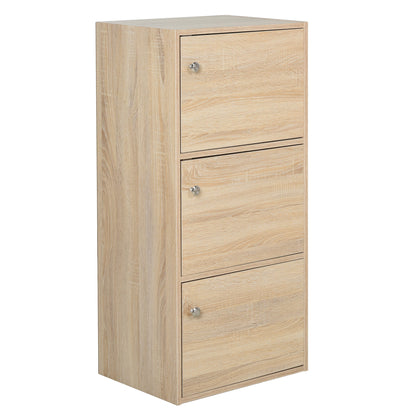 Multipurpose Cabinet with 3 Shelves in Wood and 3 Doors for Home, Bedroom, Living Room, or Office, 48x34x100cm