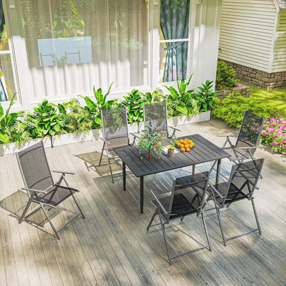 Garden Table 150x90cm, Weatherproof Steel Balcony Table, Balcony Table with Umbrella Hole Slat Design Outdoor Camping Table Side Table, Rectangular Patio Table for Garden Balcony Black