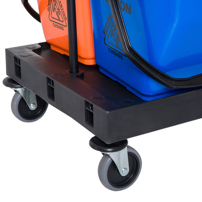 Cleaning Trolley Cleaning Trolley Mop Trolley with 4 smooth-rolling wheels Black+Blue+Orange 111 × 63.3 × 103 cm