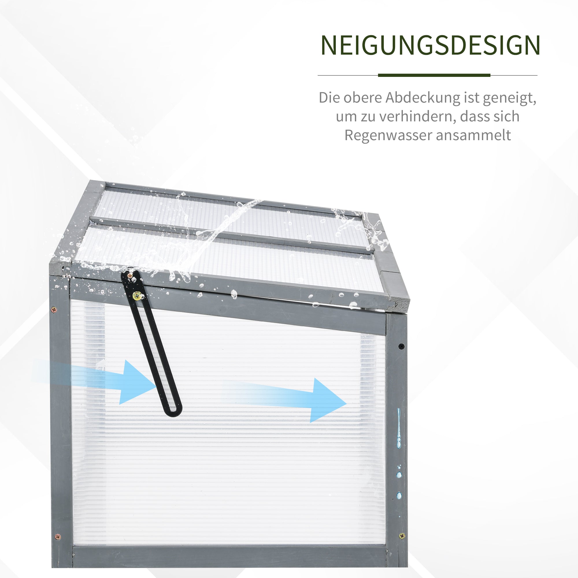 Cold Frame Wood and Polycarbonate Greenhouse 90 x 46 x 40 cm Weatherproof Cold Frame Box for Garden Plant Bed Gray