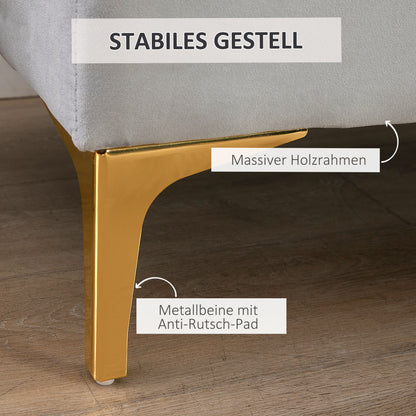 Bench, Bed Bench, Shoe Bench with Raised Legs, Bedroom, Velvet Light Grey 118 x 45 x 42 cm