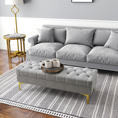 Bench, Bed Bench, Shoe Bench with Raised Legs, Bedroom, Velvet Light Grey 118 x 45 x 42 cm