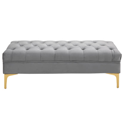 Bench, Bed Bench, Shoe Bench with Raised Legs, Bedroom, Velvet Light Grey 118 x 45 x 42 cm