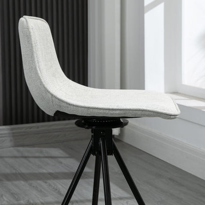 Set of 2 High Kitchen Stools with Swivel Seat Bar Stools Upholstered in Linen Touch with Backrest and Steel Legs for Dining 41.5x47.5x90 cm Gray