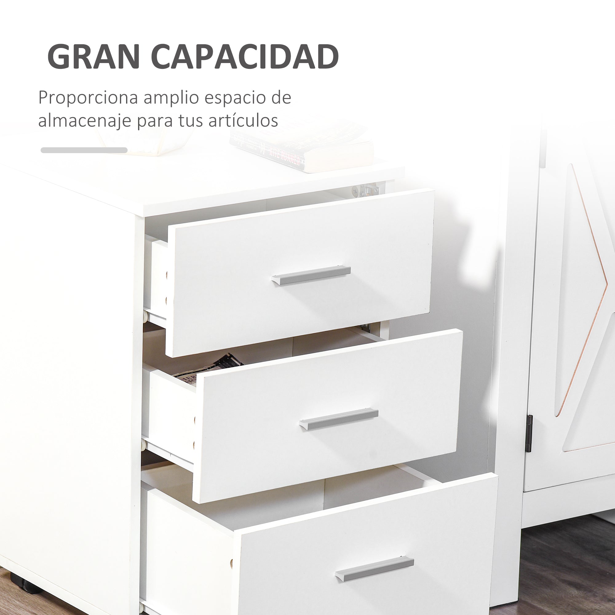 Office Drawer with Key and Wheels Desk Drawer with 3 Drawers Lock File Cabinet Modern for Office and Home 40x40x61.5 cm White