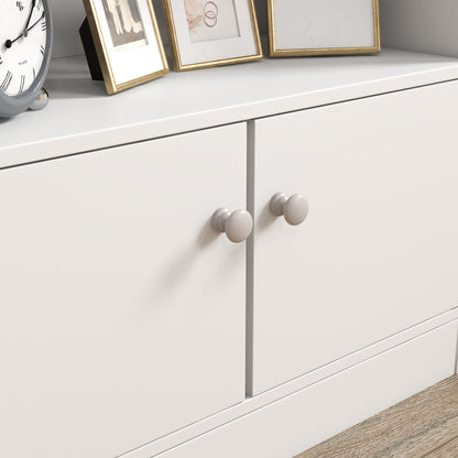 ZONEKIZ Wooden Children's Toy Shelf Bookcase, 2-Door Cabinet for Kids Modern Design for Kids' Room, 60x29.5x100cm, White