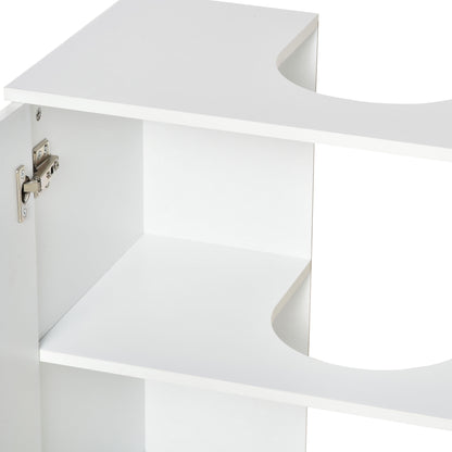Under Sink Bathroom Cabinet Floor Standing Wooden Unit with 2 Doors and Interior Shelf Modern Style 60x30x60.5 cm White