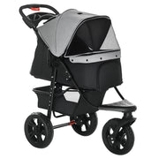 Folding Pet Stroller Dog Buggy for Dogs & Cats up to 10 kg Cat Buggy with Mesh Windows Cup Holder Storage Basket Cat Stroller Buggy Grey