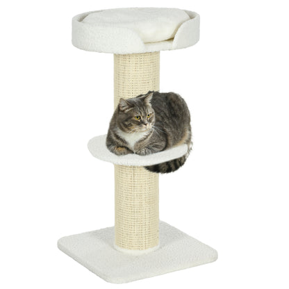 Cat Scratching Tree Height 91 cm Cat Tree 3-Level Cat Tower with Nest Platform and Sisal Post 45x45x91 cm Cream