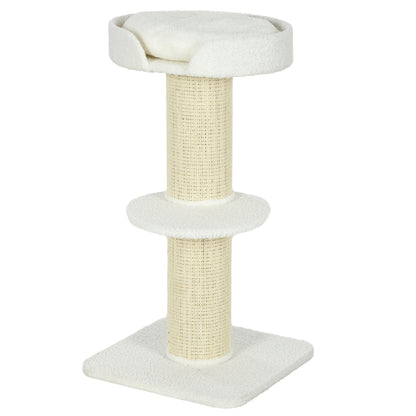 Cat Scratching Tree Height 91 cm Cat Tree 3-Level Cat Tower with Nest Platform and Sisal Post 45x45x91 cm Cream