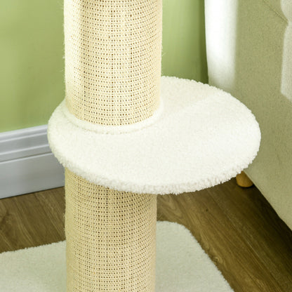 Cat Scratching Tree Height 91 cm Cat Tree 3-Level Cat Tower with Nest Platform and Sisal Post 45x45x91 cm Cream