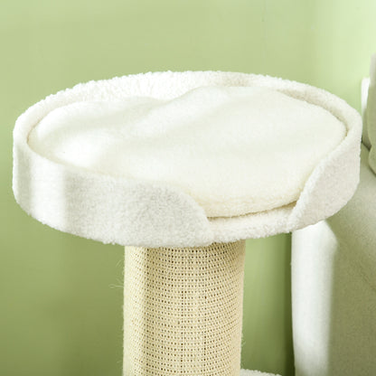 Cat Scratching Tree Height 91 cm Cat Tree 3-Level Cat Tower with Nest Platform and Sisal Post 45x45x91 cm Cream
