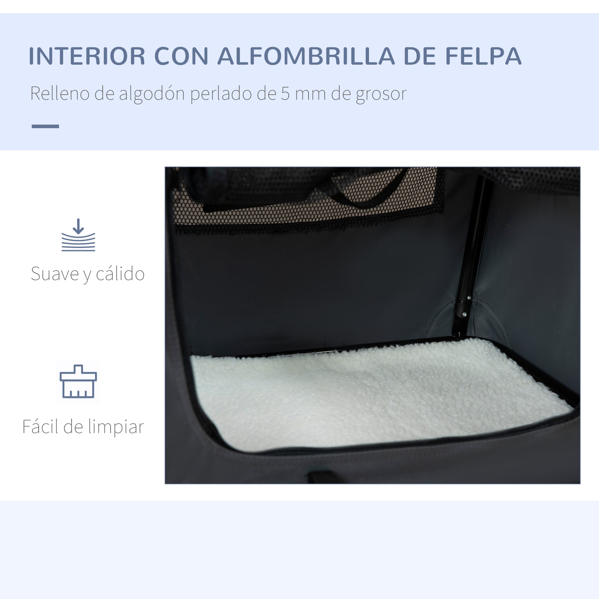 Foldable Dog Carrier 60x41x41 cm Pet Carrier with Windows Soft Cushion and 2 Shoulder Straps Transport Bag for Mini Dogs Cats Gray