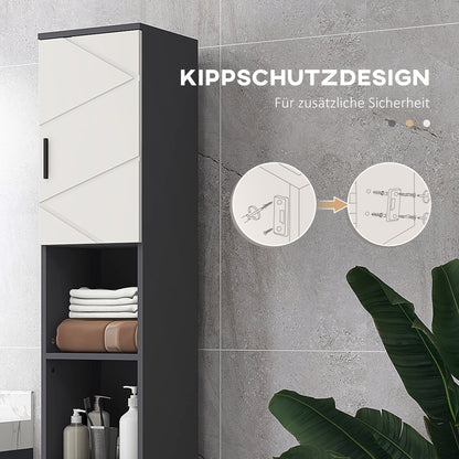 Narrow Bathroom Cabinet, Tall Toilet Cabinet with Adjustable Shelf and 2 Open Compartments, Bathroom Cabinet for Small Spaces, Living Room 30 x 30 x 183 cm Gray