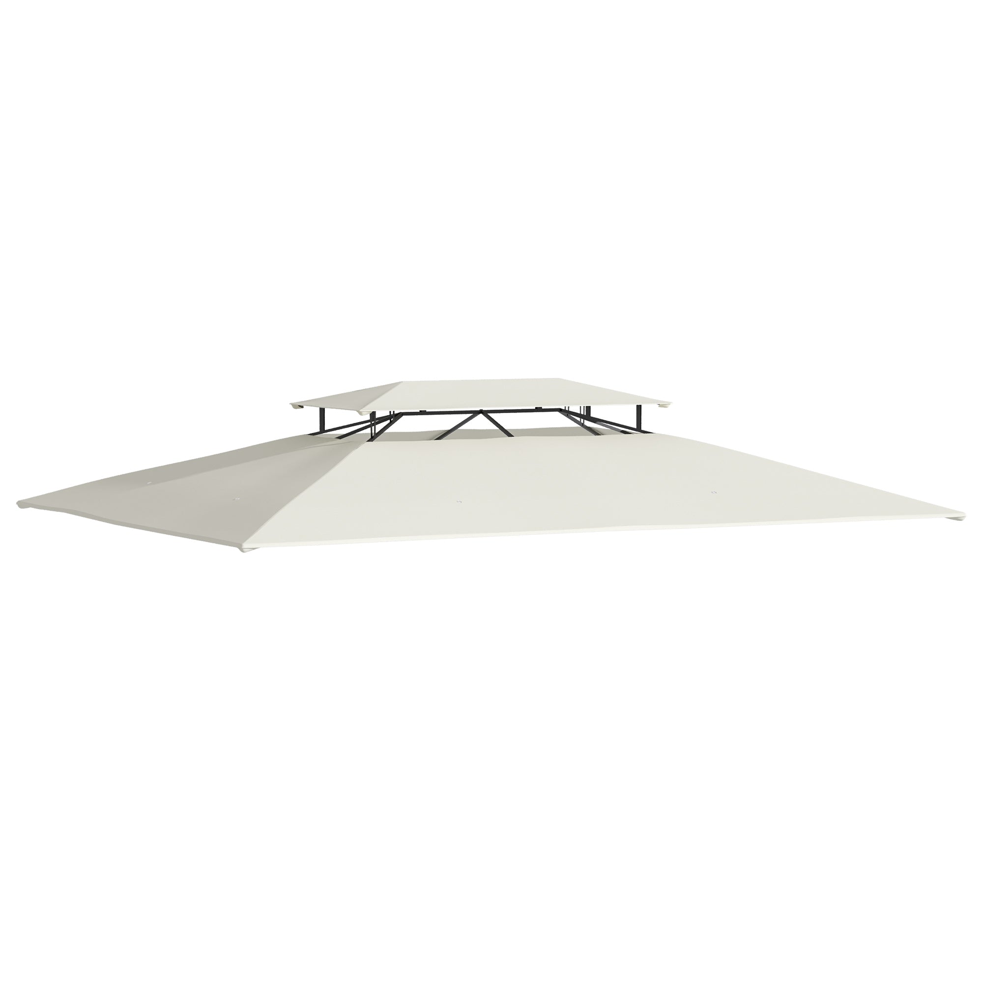 4x3m Replacement Roof for Garden Gazebo with 2 Levels Breathable with 8 Drainage Holes Replacement Top Cover for Outdoor Beige Gazebo Pavilion