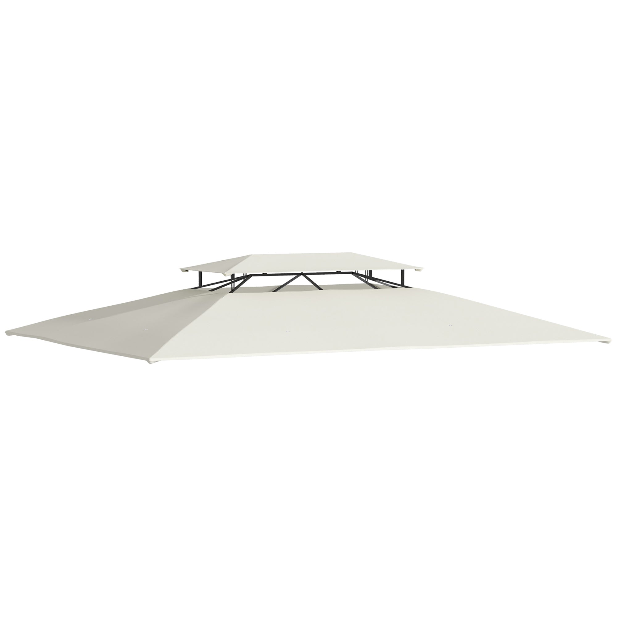 4x3m Replacement Roof for Garden Gazebo with 2 Levels Breathable with 8 Drainage Holes Replacement Top Cover for Outdoor Beige Gazebo Pavilion
