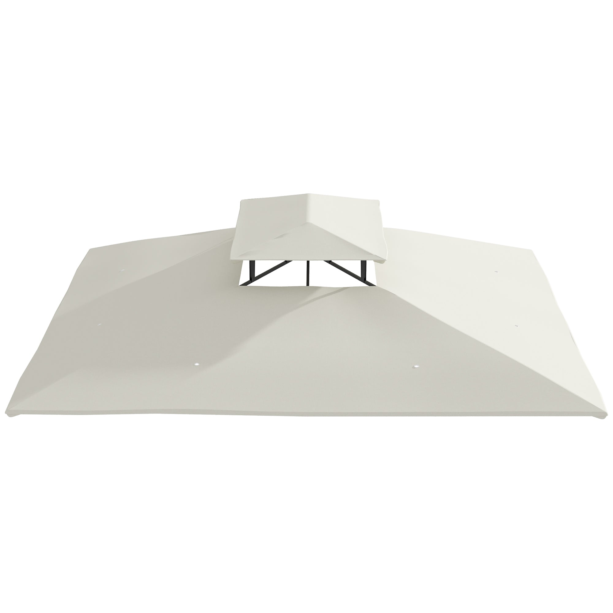 4x3m Replacement Roof for Garden Gazebo with 2 Levels Breathable with 8 Drainage Holes Replacement Top Cover for Outdoor Beige Gazebo Pavilion