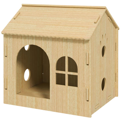 Pet House Indoor Pet House for Dogs with Window Hollow Claw Design for Dogs and Cats 49.5x41x51 cm Oak
