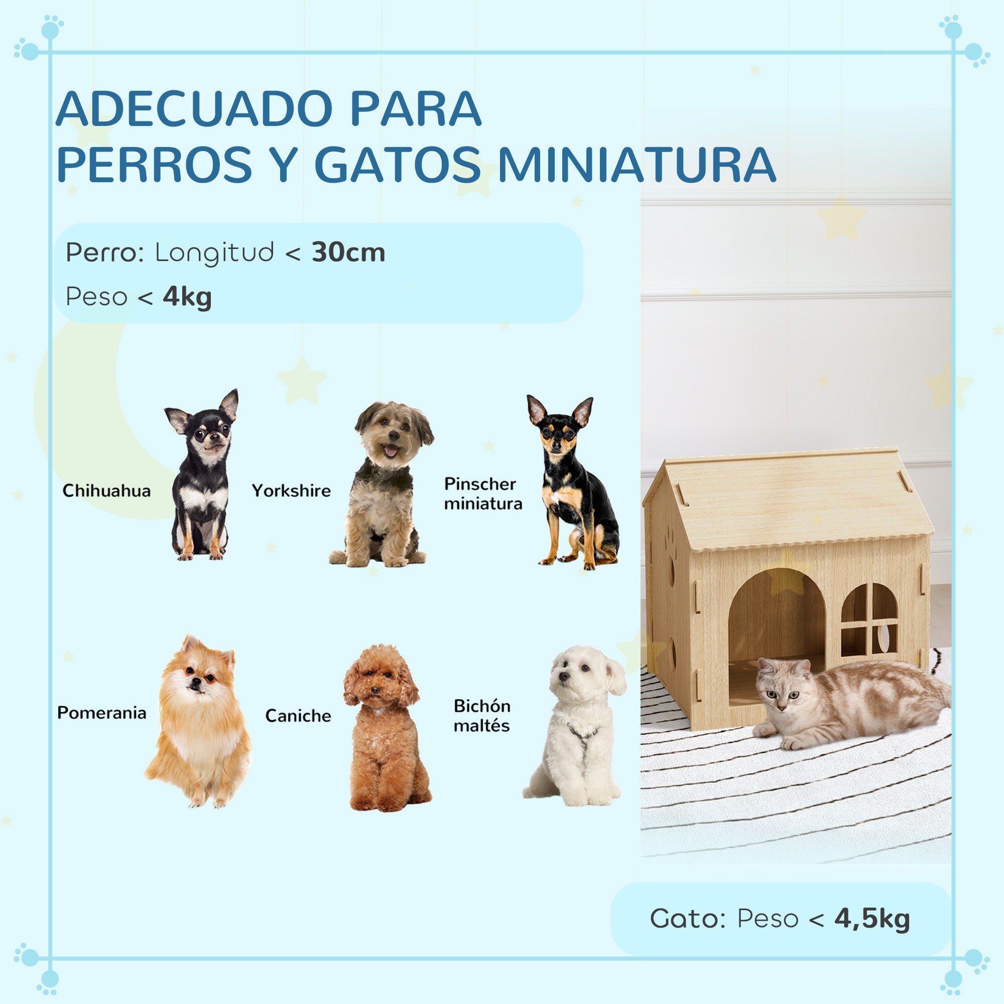 Pet House Indoor Pet House for Dogs with Window Hollow Claw Design for Dogs and Cats 49.5x41x51 cm Oak