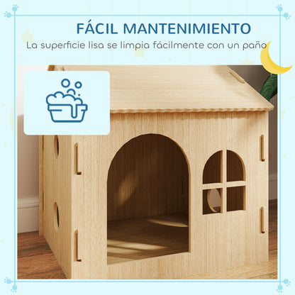Pet House Indoor Pet House for Dogs with Window Hollow Claw Design for Dogs and Cats 49.5x41x51 cm Oak