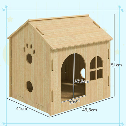 Pet House Indoor Pet House for Dogs with Window Hollow Claw Design for Dogs and Cats 49.5x41x51 cm Oak