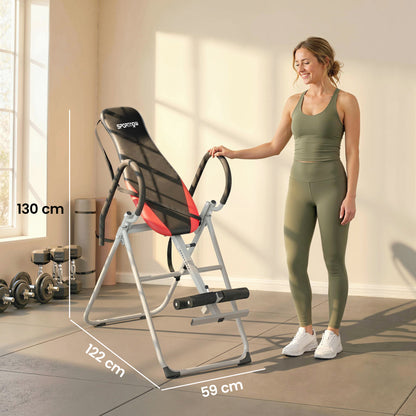 SPORTNOW Foldable Steel Inversion Table, 0–90° Adjustable, Adjustable Ankle Lock, Safety Strap, Non-Slip Feet, 265 lb (120 kg) Capacity