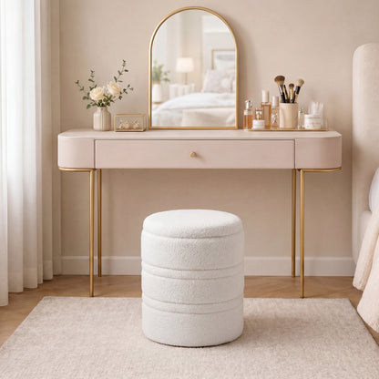 Sherpa Storage Ottoman with Lid, 265 lb Capacity — Modern Accent Stool for Living Room, Bedroom, Hallway, White