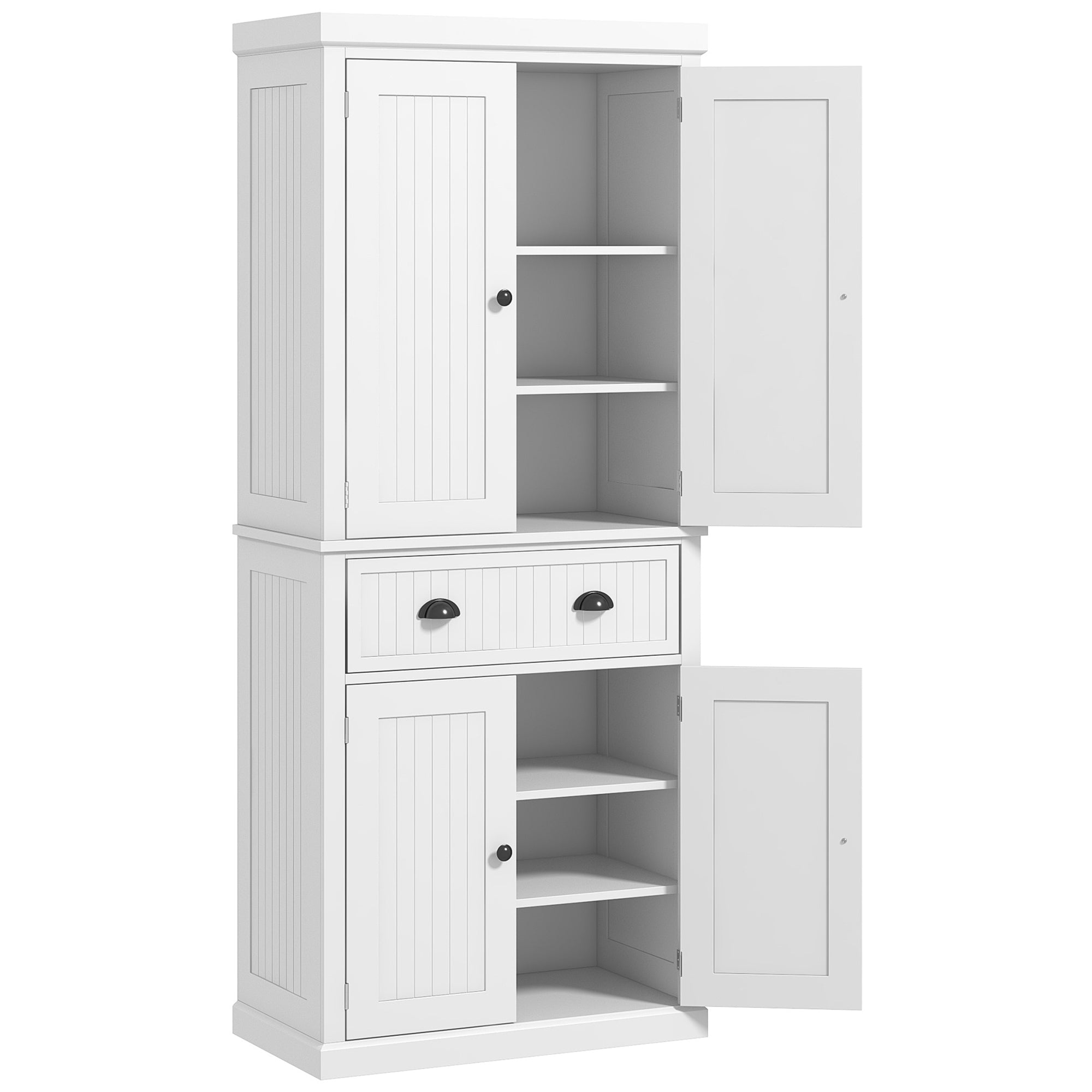Kitchen Cabinet Buffet Modern Style Cupboard with Doors, Adjustable Shelves, and Drawer, Storage Unit for Dining Room, Living Room, 76.2 x 40.2 x 183 cm, White