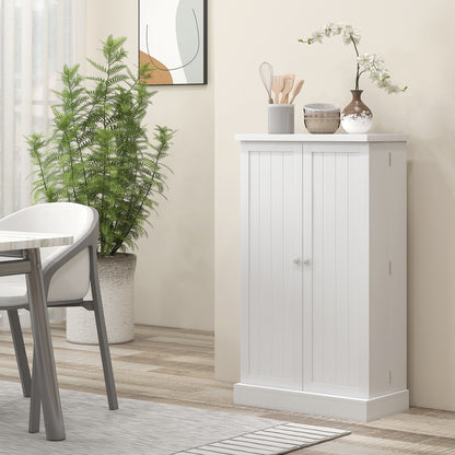 Kitchen Cabinet with 5 Central Shelves and 2 Side Shelves at 6 Levels, Kitchen Cabinet in MDF, 60x30x104 cm, White