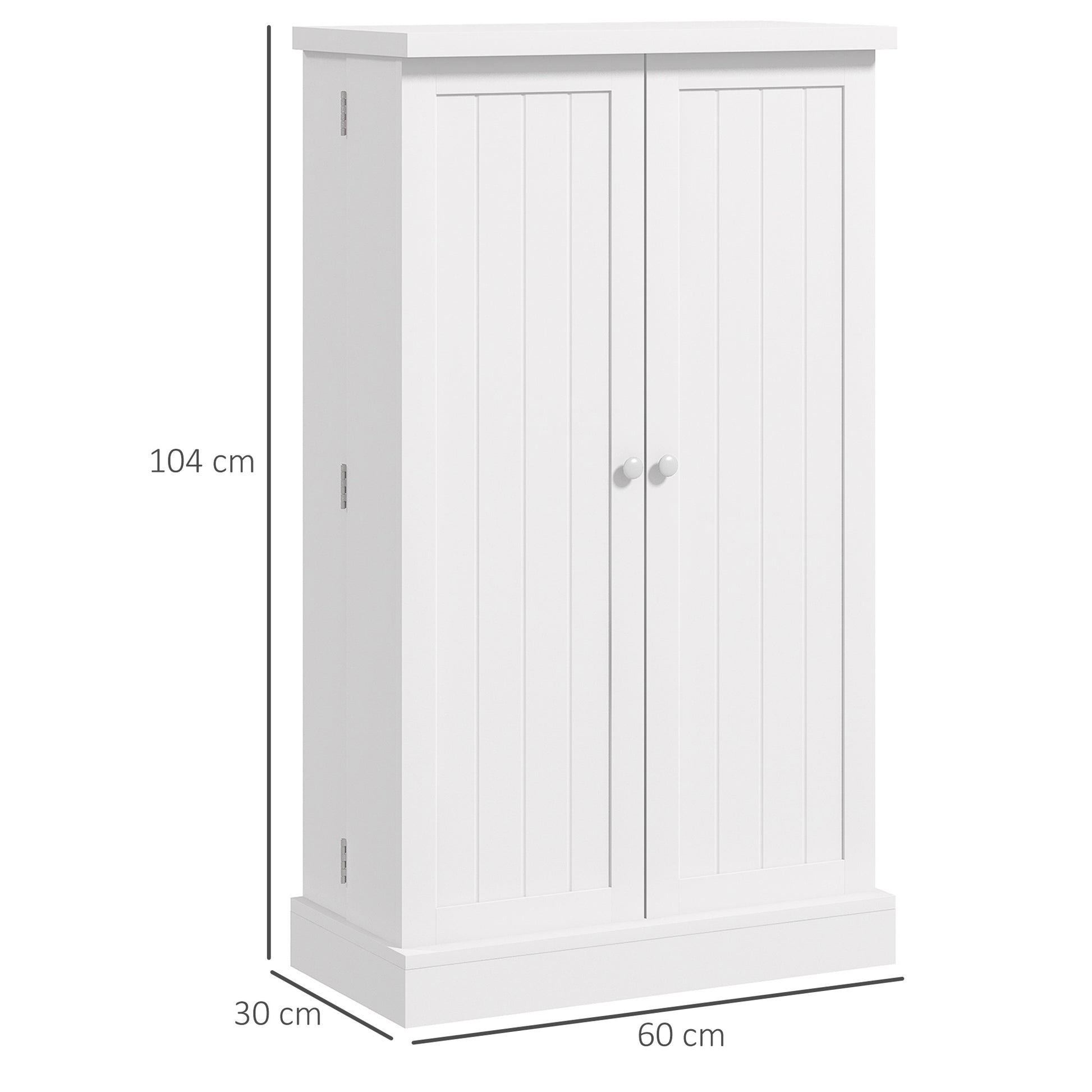 Kitchen Cabinet with 5 Central Shelves and 2 Side Shelves at 6 Levels, Kitchen Cabinet in MDF, 60x30x104 cm, White