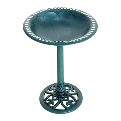 Classic Bird Bath Standing, Plastic Bird Bath with Stand, Bird Feeder for Wild Birds, Wild Bird Bath for Garden, Balcony, Bird Basin Height 69.5 cm, Green