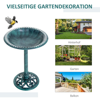 Classic Bird Bath Standing, Plastic Bird Bath with Stand, Bird Feeder for Wild Birds, Wild Bird Bath for Garden, Balcony, Bird Basin Height 69.5 cm, Green