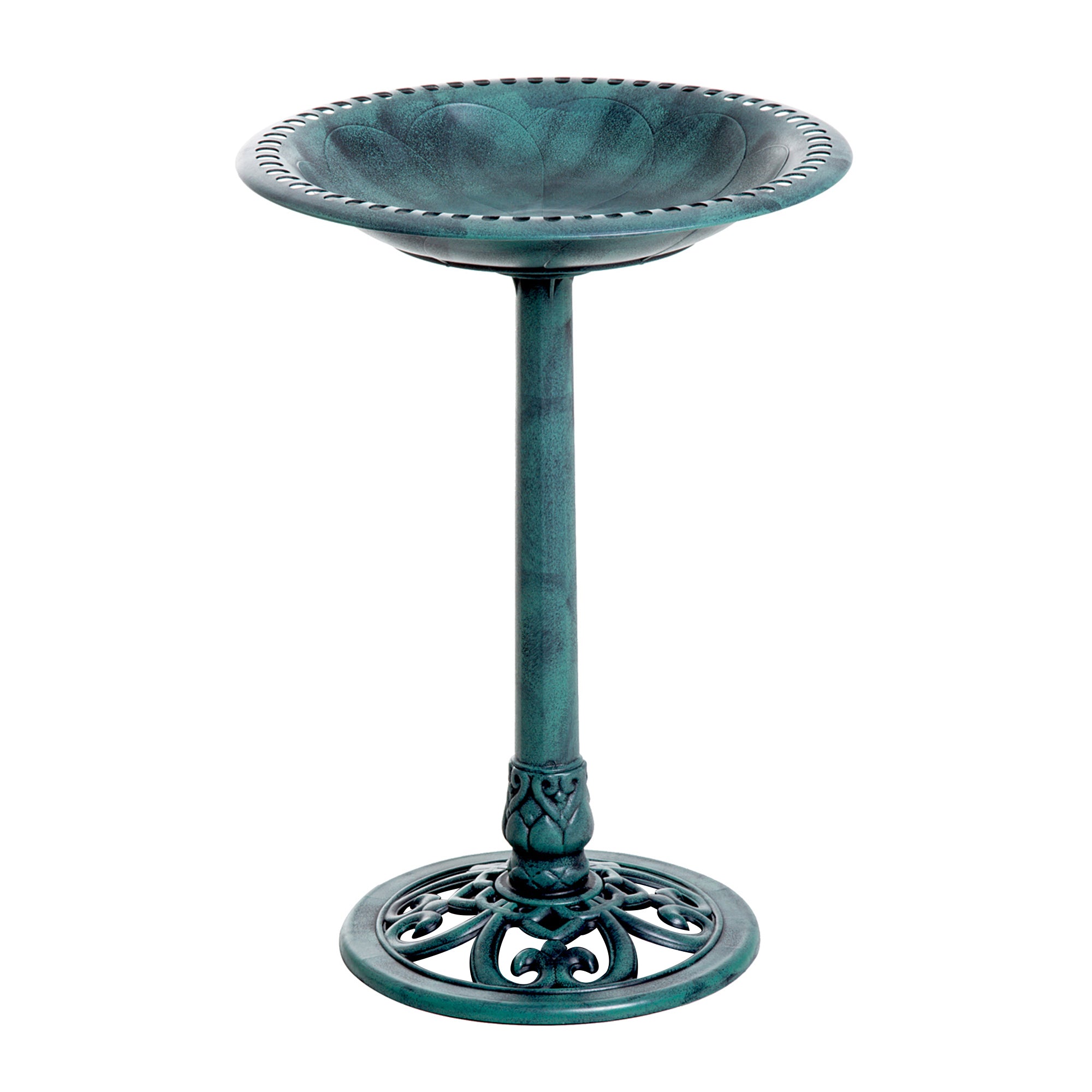 Classic Bird Bath Standing, Plastic Bird Bath with Stand, Bird Feeder for Wild Birds, Wild Bird Bath for Garden, Balcony, Bird Basin Height 69.5 cm, Green