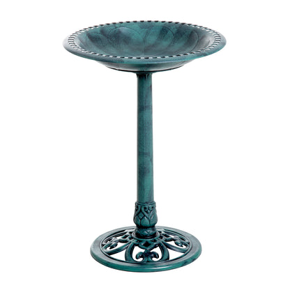 Classic Bird Bath Standing, Plastic Bird Bath with Stand, Bird Feeder for Wild Birds, Wild Bird Bath for Garden, Balcony, Bird Basin Height 69.5 cm, Green