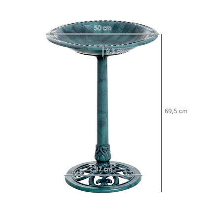 Classic Bird Bath Standing, Plastic Bird Bath with Stand, Bird Feeder for Wild Birds, Wild Bird Bath for Garden, Balcony, Bird Basin Height 69.5 cm, Green