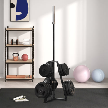 SPORTNOW Weight Plate Stand Barbell Bar Holder Storage Rack Olympic Weight Tree Max. Capacity 300 kg