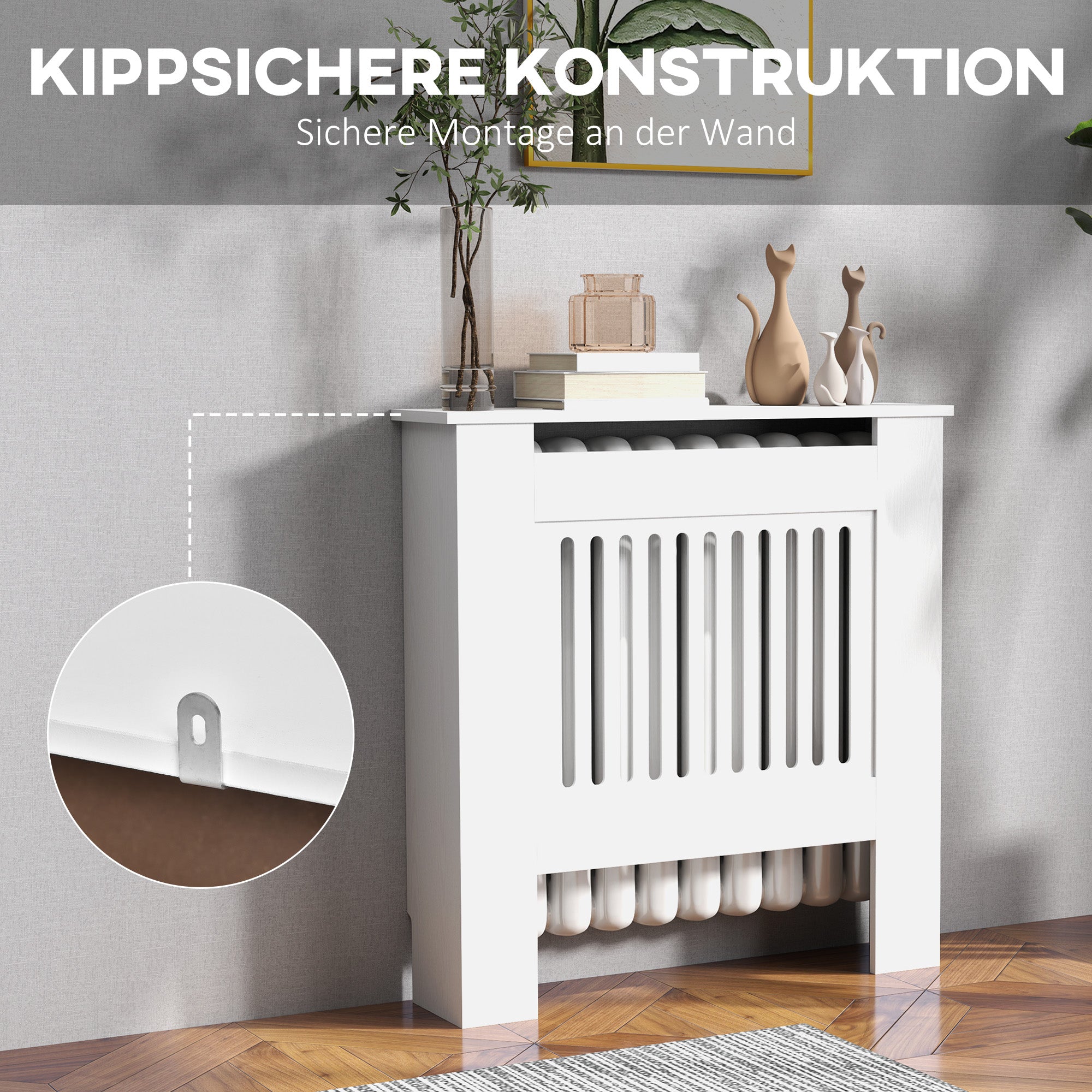 extendable radiator cover radiator cover with shelf, slats, radiator cover radiator cover 78 x 19 x 81 cm White