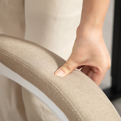 Ergonomic Office Chair, Office Chair with Footrest, Reclining Backrest, Padded Armrests, Linen-Like Beige Fabric