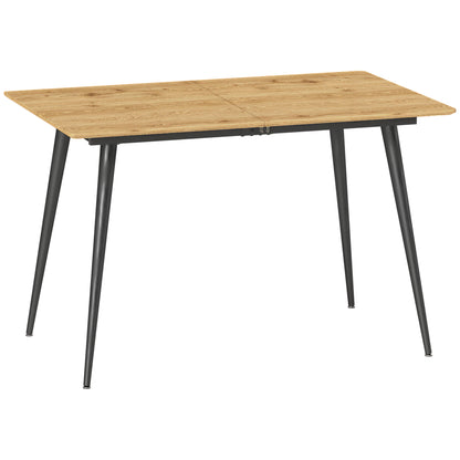 Extendable Dining Table 120/160 x 75 cm Kitchen Table for 6-8 Persons, Modern Dining Table with Steel Legs, Natural