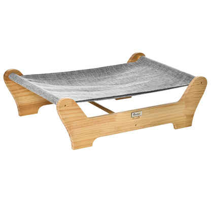 Cat Bed with Frame Hammock for Cats Elevated Cat Nest with Soft Cushion Pine Wood Natural 68 x 43 x 20 cm
