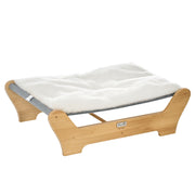 Cat Bed with Frame Hammock for Cats Elevated Cat Nest with Soft Cushion Pine Wood Natural 68 x 43 x 20 cm