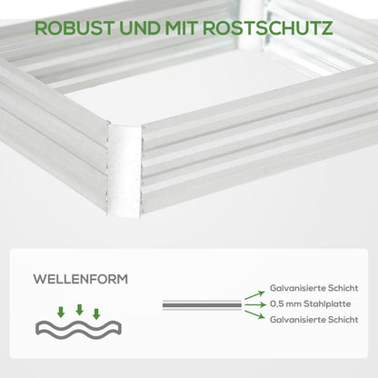 Raised Bed Made of Steel, Planting Bed Greenhouse Garden Bed Flower Box Stackable, Planter Vegetable Bed 120x90x30cm for Garden Balcony, Planter for Flowers, Plants, Vegetables