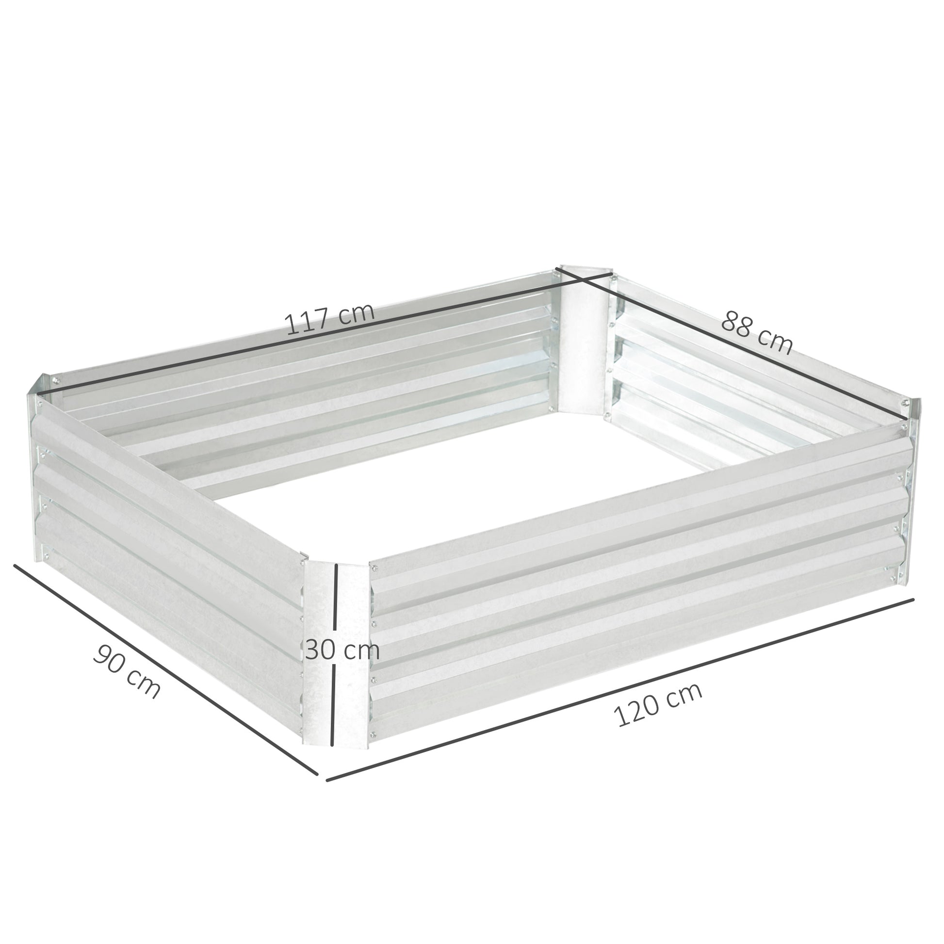 Raised Bed Made of Steel, Planting Bed Greenhouse Garden Bed Flower Box Stackable, Planter Vegetable Bed 120x90x30cm for Garden Balcony, Planter for Flowers, Plants, Vegetables