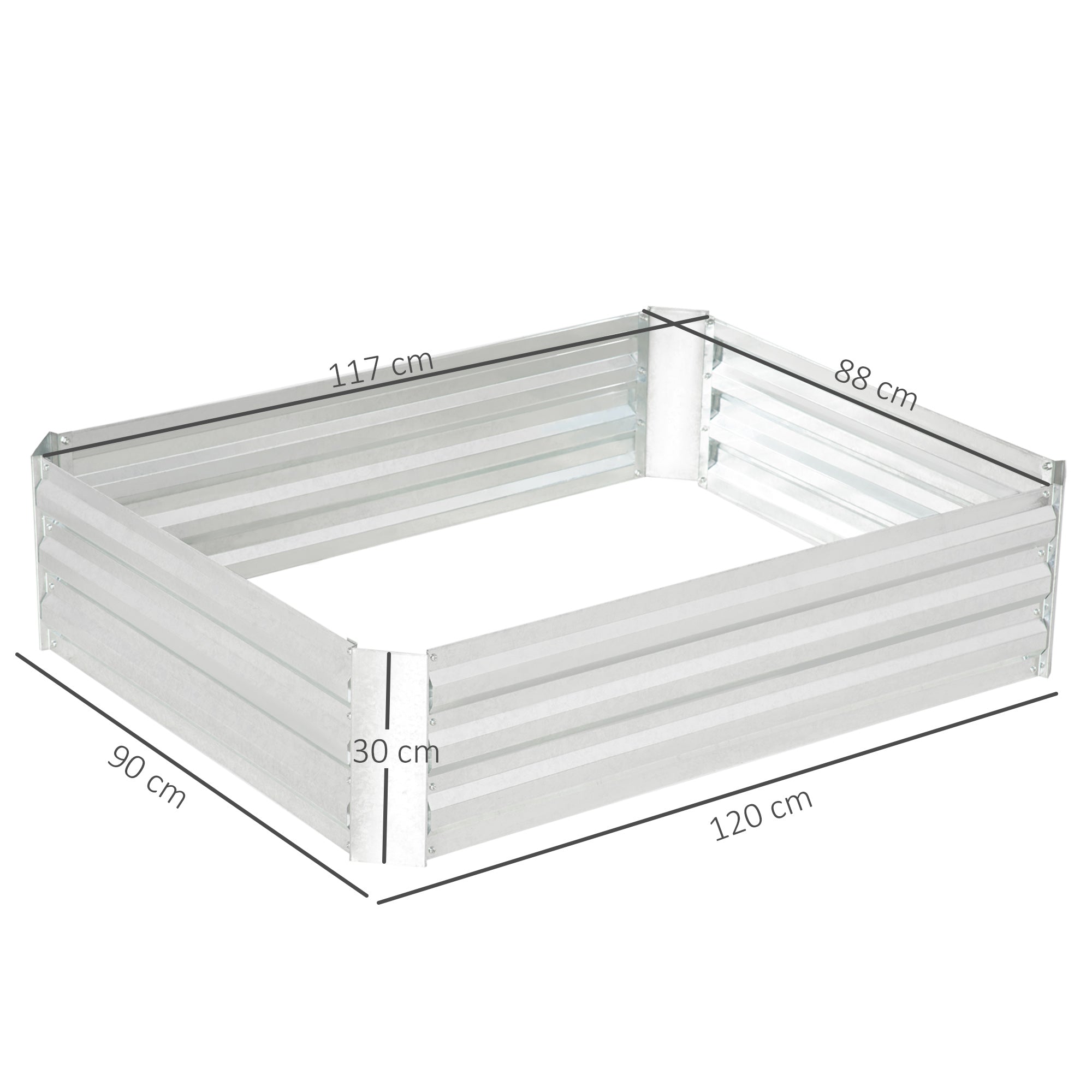 Raised Bed Made of Steel, Planting Bed Greenhouse Garden Bed Flower Box Stackable, Planter Vegetable Bed 120x90x30cm for Garden Balcony, Planter for Flowers, Plants, Vegetables