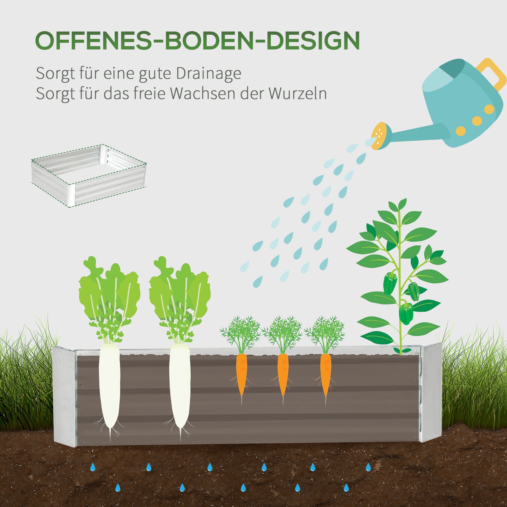 Raised Bed Made of Steel, Planting Bed Greenhouse Garden Bed Flower Box Stackable, Planter Vegetable Bed 120x90x30cm for Garden Balcony, Planter for Flowers, Plants, Vegetables