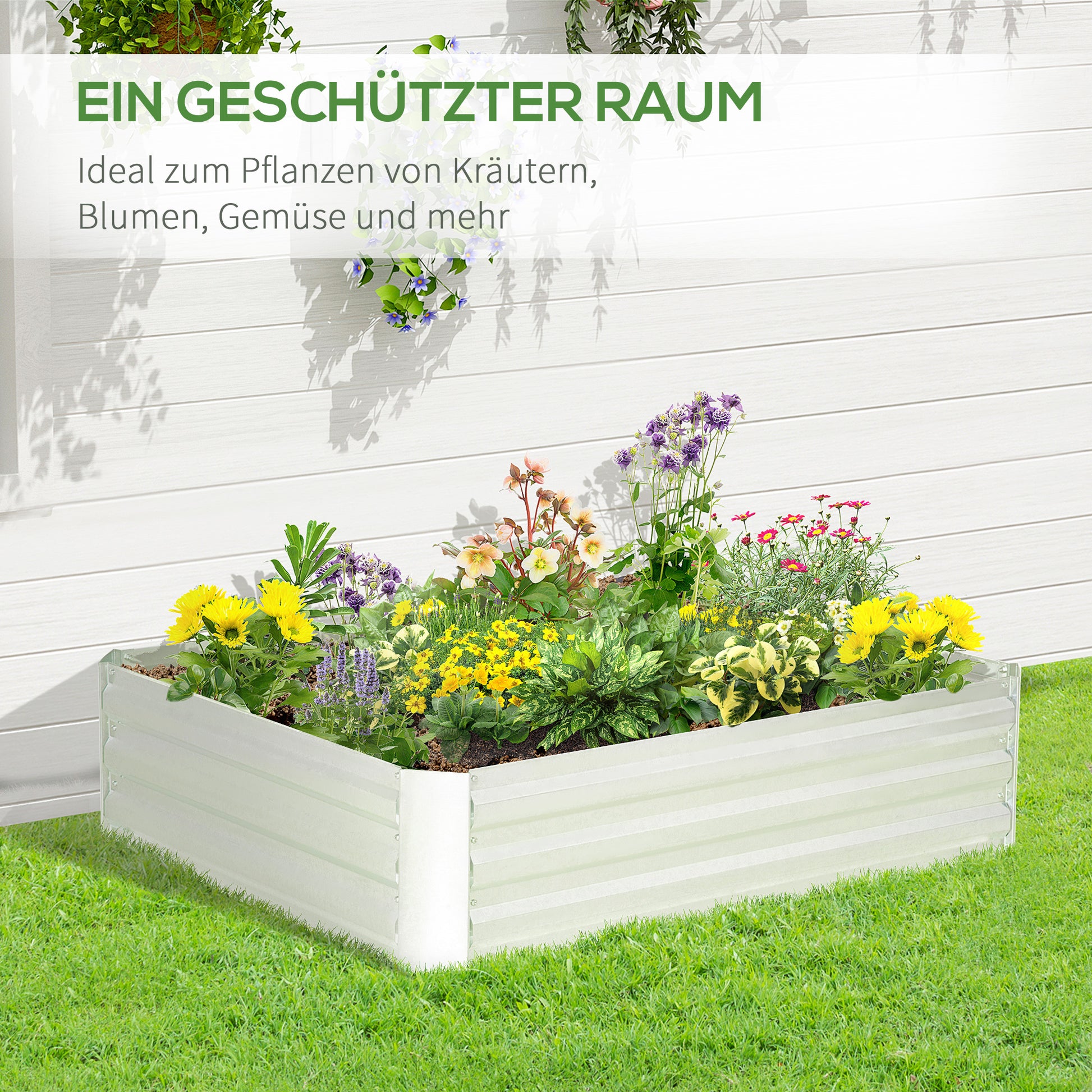 Raised Bed Made of Steel, Planting Bed Greenhouse Garden Bed Flower Box Stackable, Planter Vegetable Bed 120x90x30cm for Garden Balcony, Planter for Flowers, Plants, Vegetables
