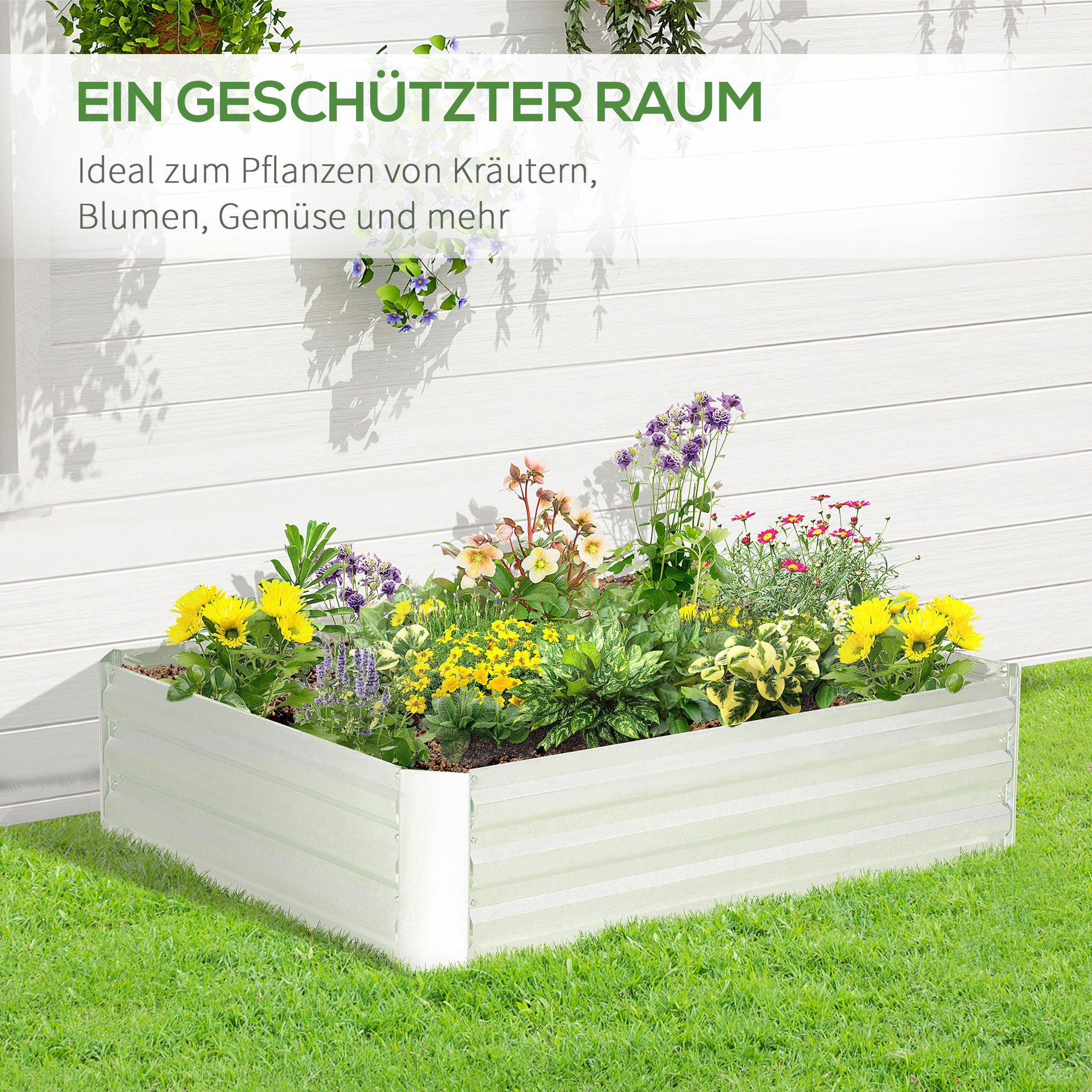 Raised Bed Made of Steel, Planting Bed Greenhouse Garden Bed Flower Box Stackable, Planter Vegetable Bed 120x90x30cm for Garden Balcony, Planter for Flowers, Plants, Vegetables