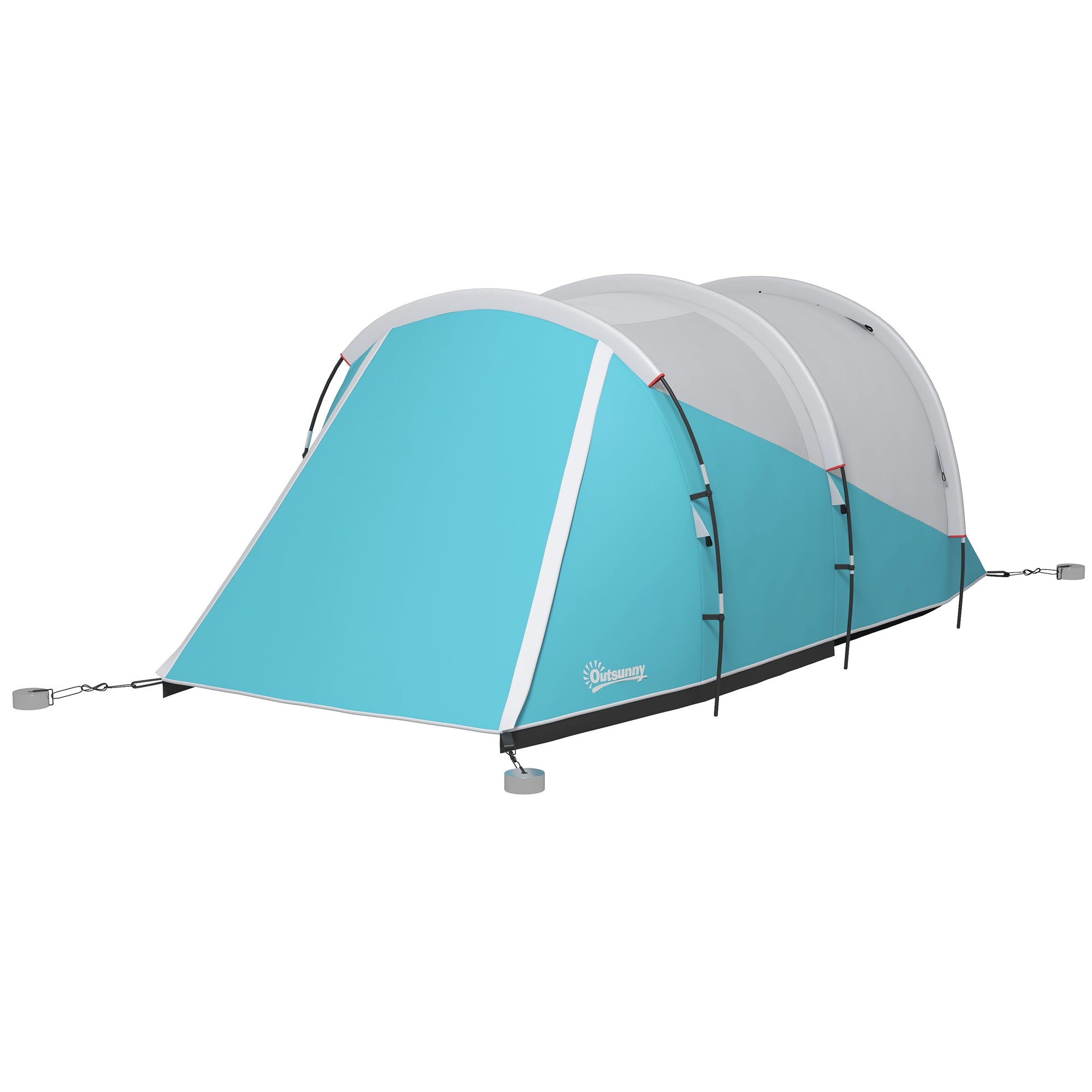 Tunnel Tent, Camping Tent for 5 People, Family Tent with 2 Rooms, Carrying Bag, 3000mm Waterproof Group Tent, for Garden, Campsite, Blue