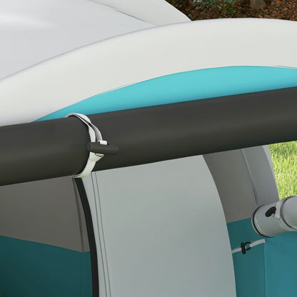 Tunnel Tent, Camping Tent for 5 People, Family Tent with 2 Rooms, Carrying Bag, 3000mm Waterproof Group Tent, for Garden, Campsite, Blue